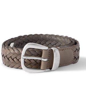 Anderson's 3cm Woven Leather Belt - Brown