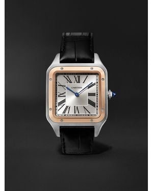 Cartier Santos-Dumont Hand-Wound Extra Large 18-Karat Rose, Steel Watch, Ref. W2Sa0017 - Black