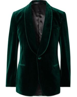 MR P. Slim-Fit Shawl-Collar Cotton-Velvet Tuxedo Jacket - Green