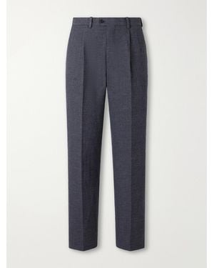 Kaptain Sunshine Straight-Leg Wool, Linen And Hemp-Blend Suit Pants - Blue