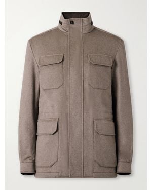 N.Peal Cashmere Vale Cashmere-Twill Jacket - Brown