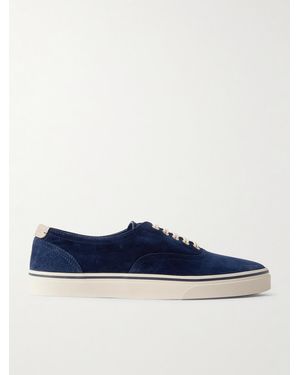 Brunello Cucinelli Leather-trimmed Suede Trainers - Blue