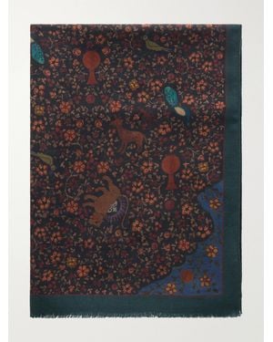 De Bonne Facture Printed Wool-Twill Scarf - Black