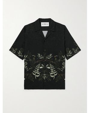MANAAKI Camp-Collar Printed Lyocell-Twill Shirt - Black