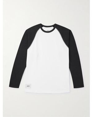 WTAPS Ian Logo-Appliquéd Two-Tone Cotton-Jersey T-Shirt - Black