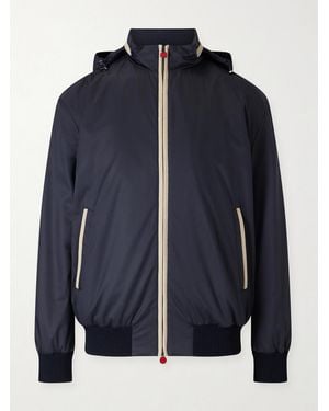 Kiton Suede-Trimmed Shell Hooded Jacket - Blue