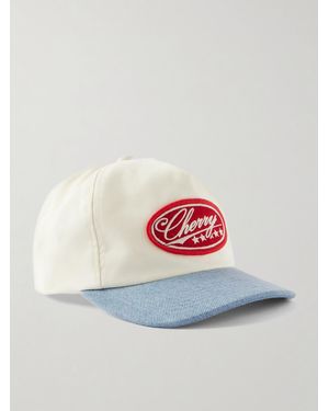 CHERRY LA Five Star Logo-Appliquéd Denim And Cotton-Twill Baseball Cap - Grey