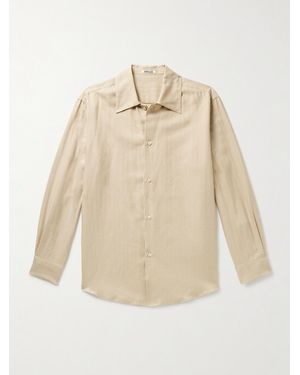 AURALEE Herringbone Cotton And Cashmere-Blend Shirt - Natural