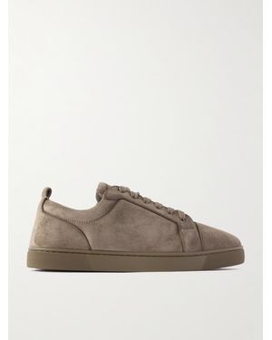 Christian Louboutin Louis Junior Sneakers aus Veloursleder mit Ripsband - Braun