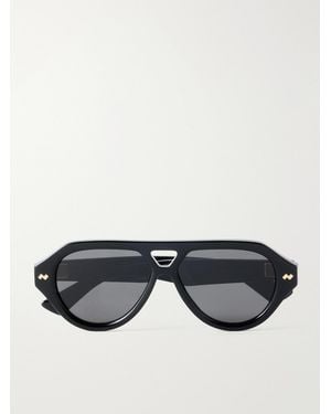 Bottega Veneta Bold Ribbon Stud Aviator-style Recycled-acetate Sunglasses - Black