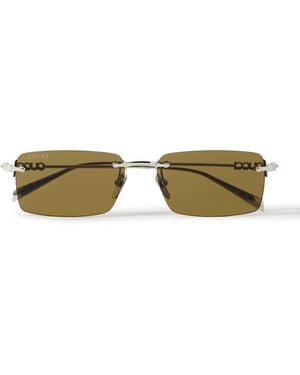 Gucci Rimless Rectangular-Frame-Tone Sunglasses - Green