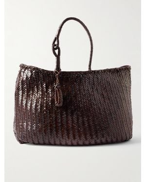 Lemaire Xl Embellished Woven Leather Tote Bag - Brown