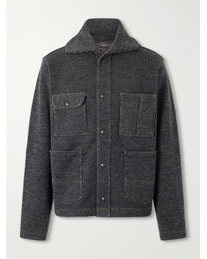 RRL Charles Striped Cotton-blend Fleece Jacket - Grey