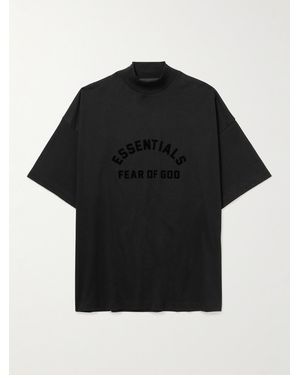 Fear Of God Oversized Logo-Appliquéd Cotton-Jersey Mock-Neck T-Shirt - Black