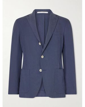 Eleventy Lyocell And Linen-blend Suit Jacket - Blue