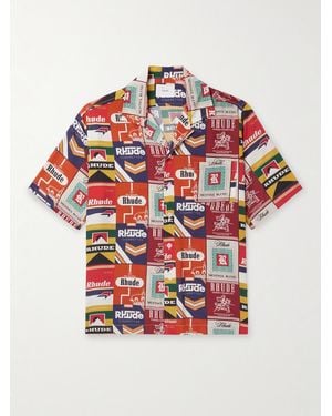 Rhude Cigaretta Camp-Collar Printed Silk-Twill Shirt - Red