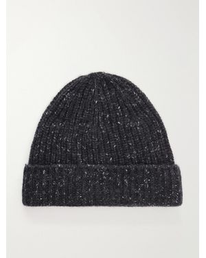 AURALEE Ribbed Cashmere Beanie - Blue