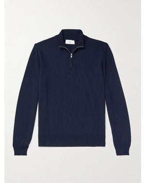 MR P. Merino Wool Half-Zip Jumper - Blue