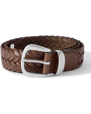 Anderson's 3cm Woven Leather Belt - Brown