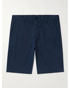 NN07 Crown 1090 Straight-leg Brushed Organic Cotton-blend Twill Shorts - Blue