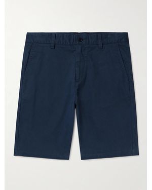 NN07 Crown 1090 Straight-leg Brushed Organic Cotton-blend Twill Shorts - Blue