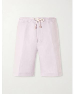 Canali Straight-Leg Linen And Silk-Blend Bermuda Shorts - Pink