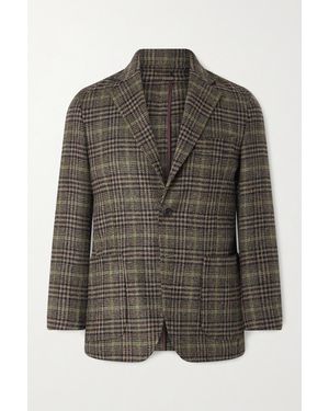 Rubinacci Prince Of Wales Checked Wool Blazer - Brown
