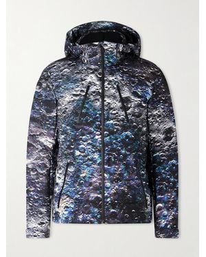 Aztech Mountain Mdj Nuke Suit Printed Quilted Hooded Down Ski Jacket - Blue