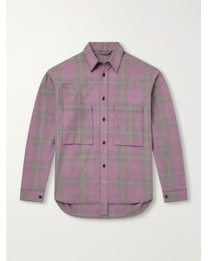Monitaly Double Pocket Checked Cotton Shirt - Purple