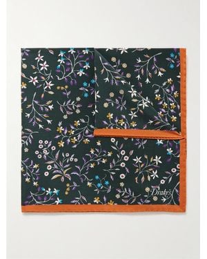 Drake's Floral-Print Wool Pocket Square - Green