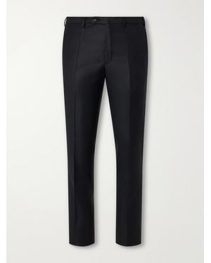 Slowear Incotex Tapered Pintucked Wool And Silk-Blend Twill Pants - Blue
