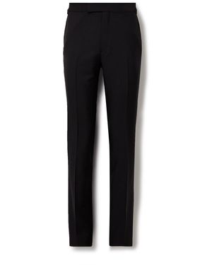 Kingsman Argylle Slim-Fit Tapered Wool And Mohair-Blend Tuxedo Pants - Black