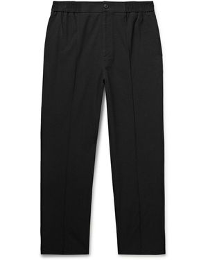 A.P.C. Joaquin Straight-Leg Cotton-Seersucker Pants - Black