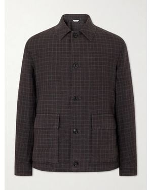 Boglioli Checked Linen Overshirt - Black