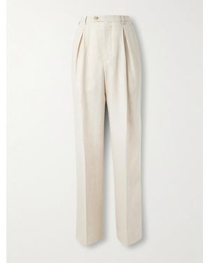 Umit Benan Johnny Straight-leg Pleated Linen And Wool-blend Suit Pants - Natural