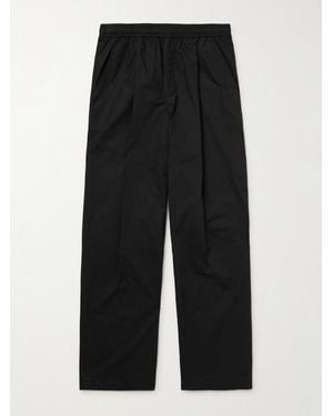 Folk Straight-Leg Pleated Stretch Cotton-Ripstop Trousers - Black