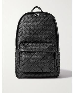 Bottega Veneta Intrecciato Full-Grain Leather Backpack - Black