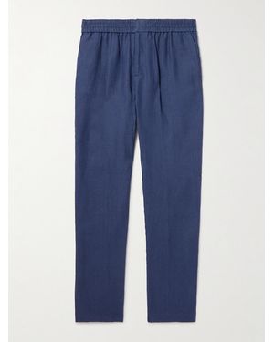 Sunspel Slim-Fit Straight-Leg Linen Trousers - Blue