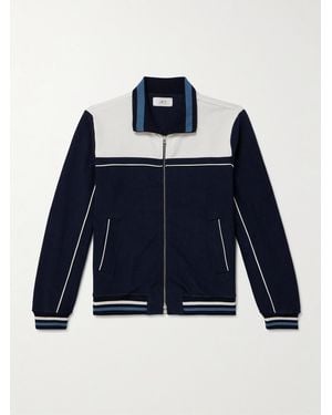 MR P. Clubhouse Striped Cotton-Blend Jersey Track Jacket - Blue