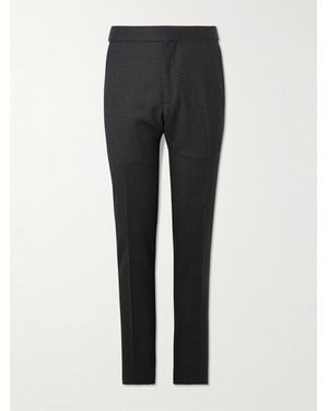 Tom Ford Dyllan Slim-Fit Houndstooth Wool-Blend Suit Trousers - Black