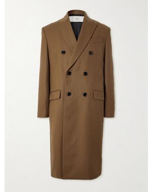 Ami Paris Double-Breasted Wool-Gabardine Coat - Natural