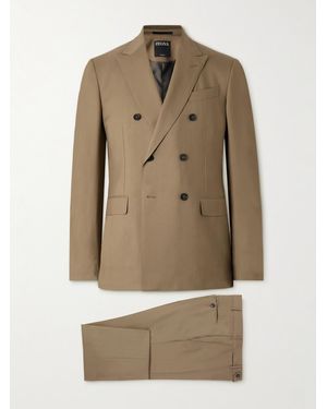 ZEGNA Double-Breasted Trofeo Wool-Twill Suit - Natural