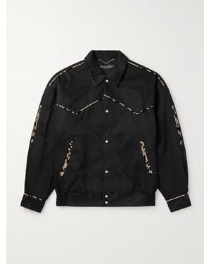 Wacko Maria Leopard-Print Velvet-Trimmed Padded Cotton-Canvas Western Jacket - Black