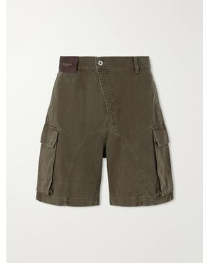 JW Anderson Twisted Straight-Leg Cotton-Twill Shorts - Green