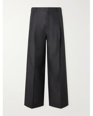 Lemaire Wide-Leg Pleated Wool-Blend Twill Trousers - Blue