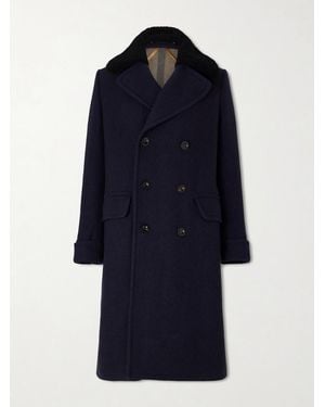 Private White V.c. The Admiral's Great Shearling-Trimmed Merino Wool And Cashmere-Blend Coat - Blue