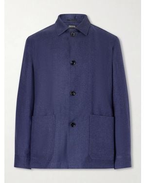 ZEGNA Wool And Linen-blend Chore Jacket - Blue