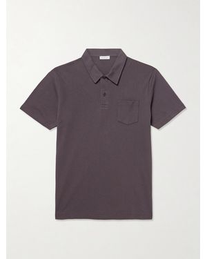 Sunspel Riviera Slim-fit Supima Cotton-mesh Polo Shirt - Purple