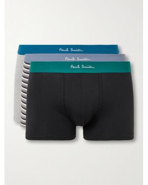 Paul Smith Three-pack Stretch Organic Cotton Boxer Briefs - Blue