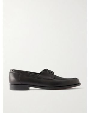 Edward Green Saltash Leather Boat Shoes - White